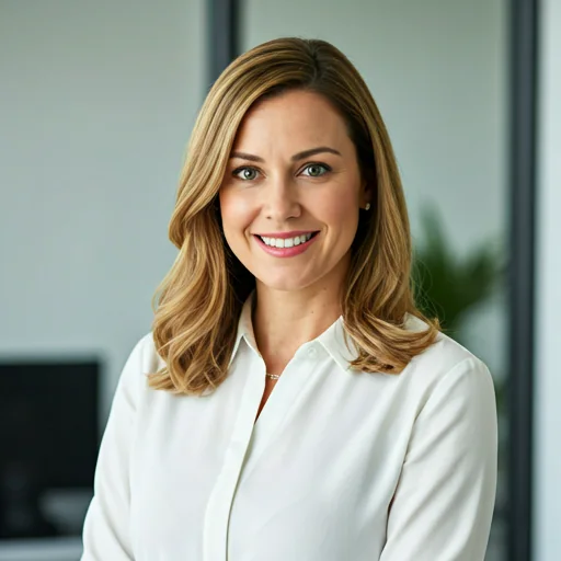Portrait of a beauty professional in a bright editorial office.